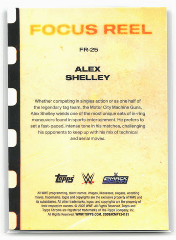 2026 Topps Chrome WWE #FR-25 Alex Shelley Focus Reel