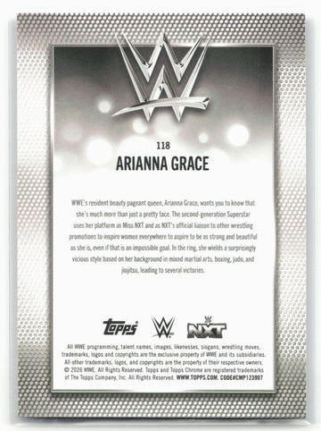 2026 Topps Chrome WWE #118 Arianna Grace X-Fractor
