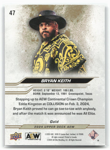 2024 Upper Deck AEW #47 Bryan Keith Gold 29094