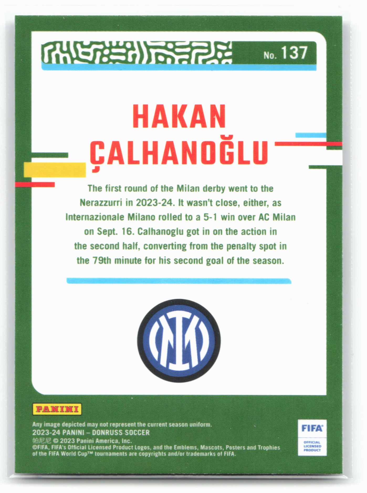2023-24 Donruss #137 Hakan Calhanoglu Optic 29103