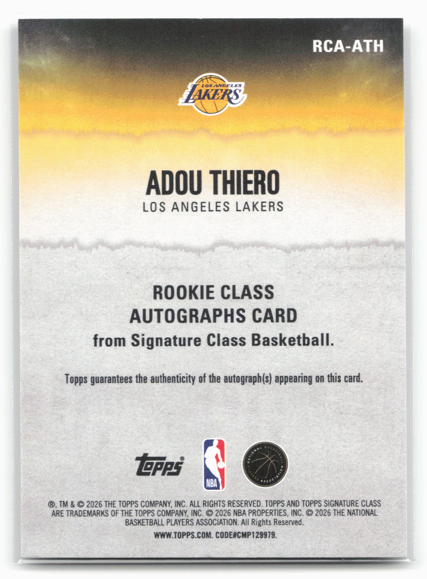 2025-26 Topps Signature Class #RCA-ATH Adou Thiero Rookie Class Autographs