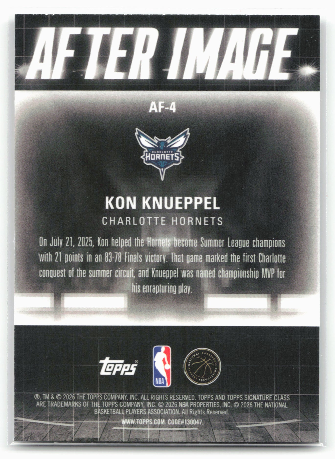 2025-26 Topps Signature Class #AF-4 Kon Knueppel After Image