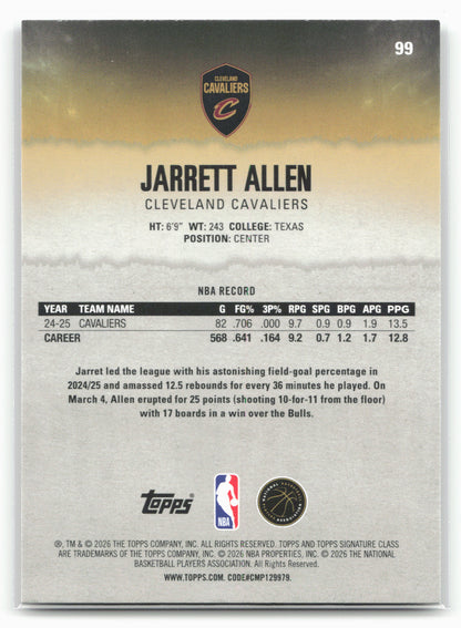 2025-26 Topps Signature Class #99 Jarrett Allen Green #/150