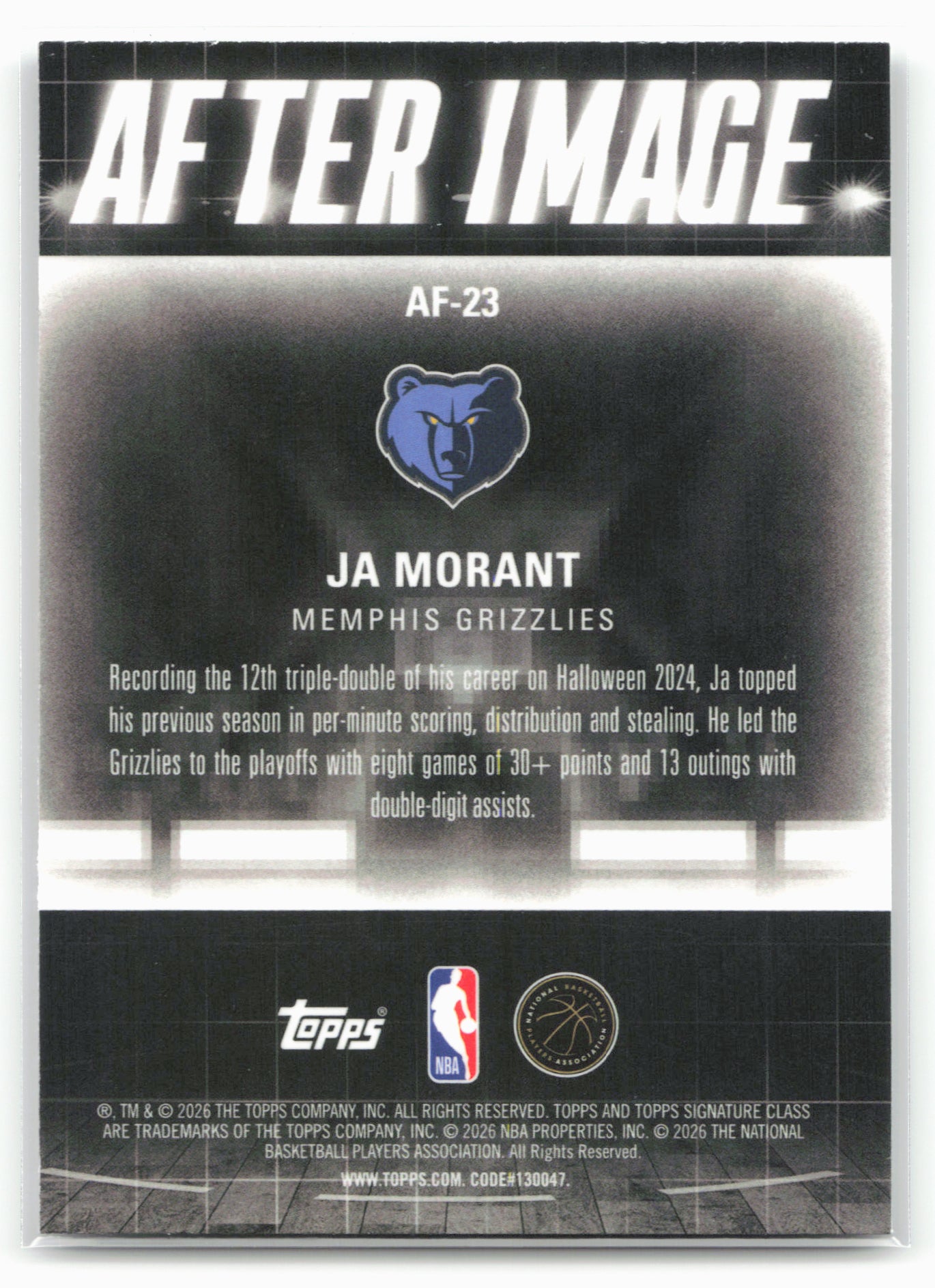 2025-26 Topps Signature Class #AF-23 Ja Morant After Image