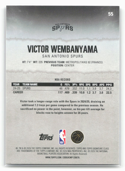 2025-26 Topps Signature Class #55 Victor Wembanyama