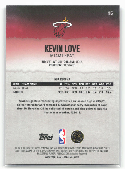 2025-26 Topps Signature Class #15 Kevin Love Chrome