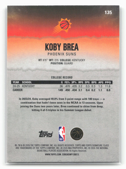 2025-26 Topps Signature Class #135 Koby Brea Chrome
