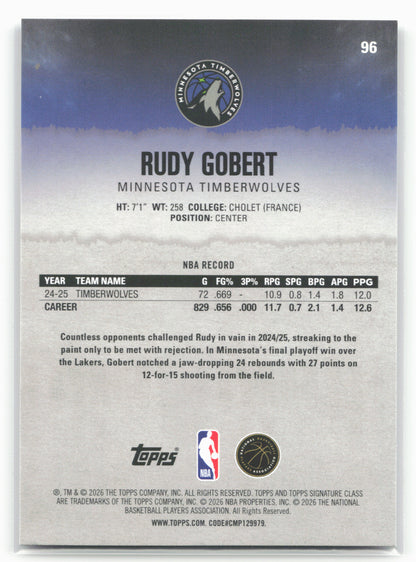 2025-26 Topps Signature Class #96 Rudy Gobert
