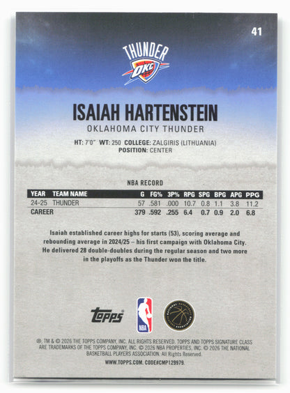 2025-26 Topps Signature Class #41 Isaiah Hartenstein