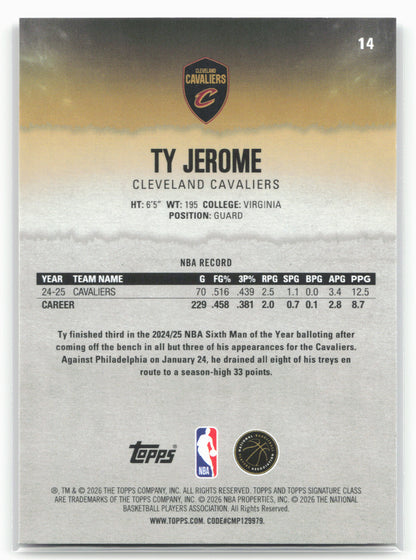 2025-26 Topps Signature Class #14 Ty Jerome