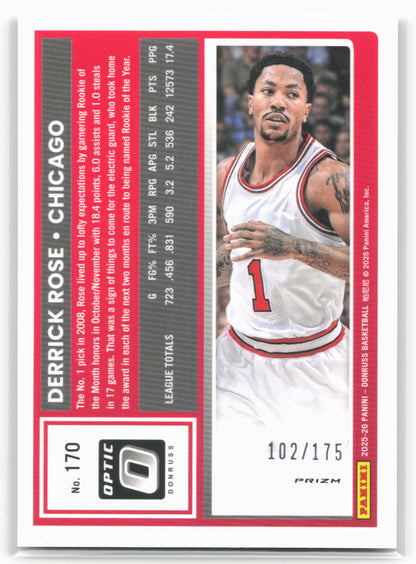 2025-26 Donruss #170 Derrick Rose Optic Orange #/175