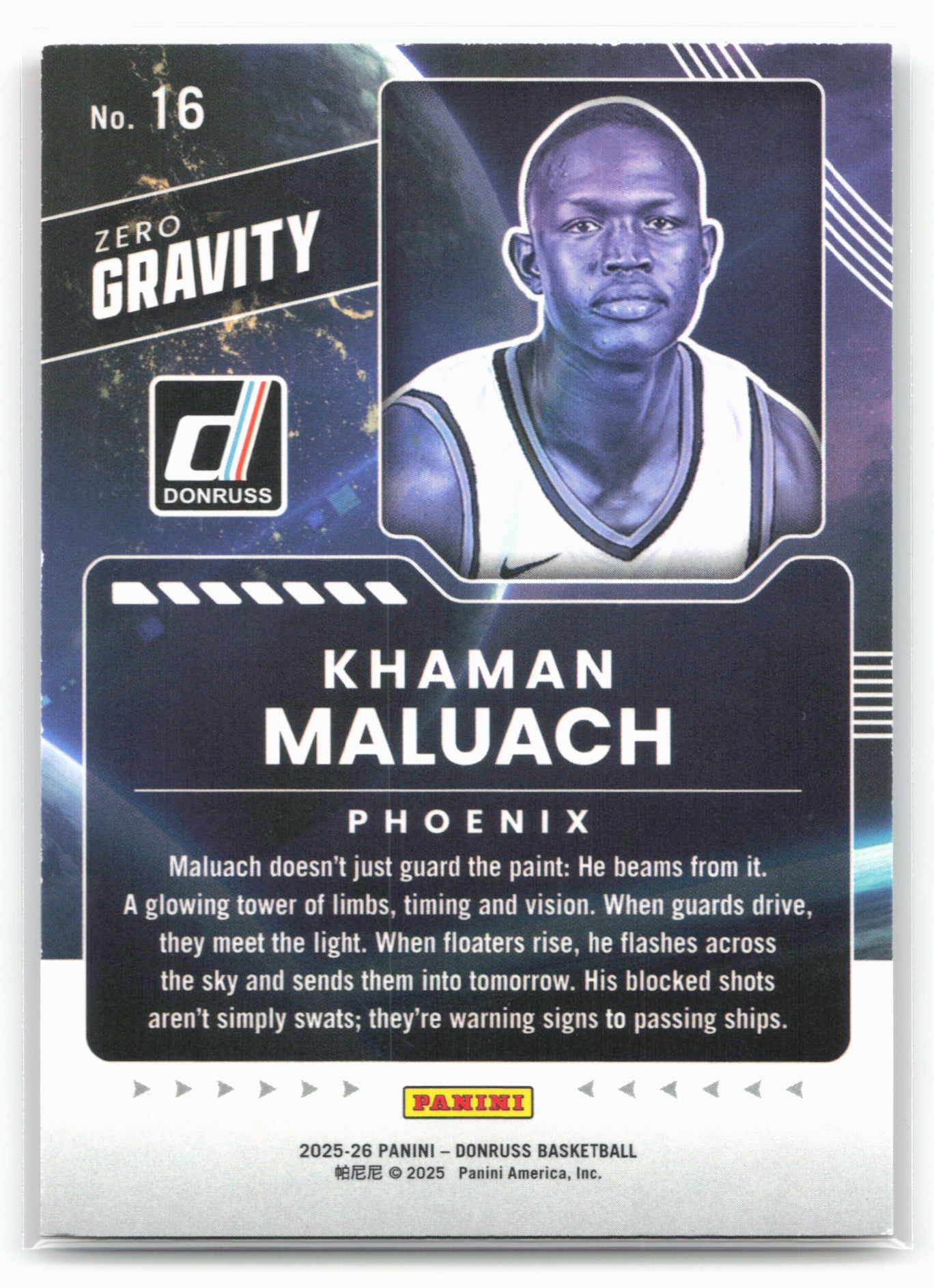 2025-26 Donruss #16 Khaman Maluach Zero Gravity Plaid #/75