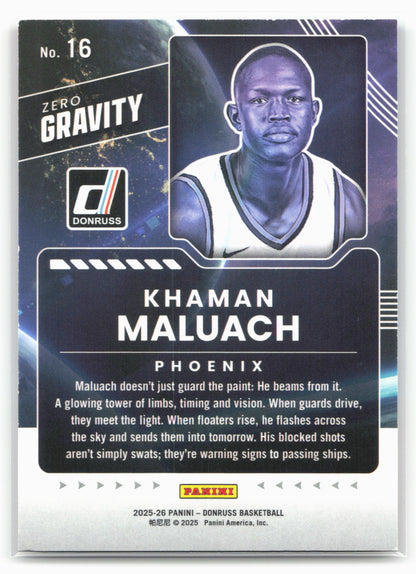 2025-26 Donruss #16 Khaman Maluach Zero Gravity Plaid #/75