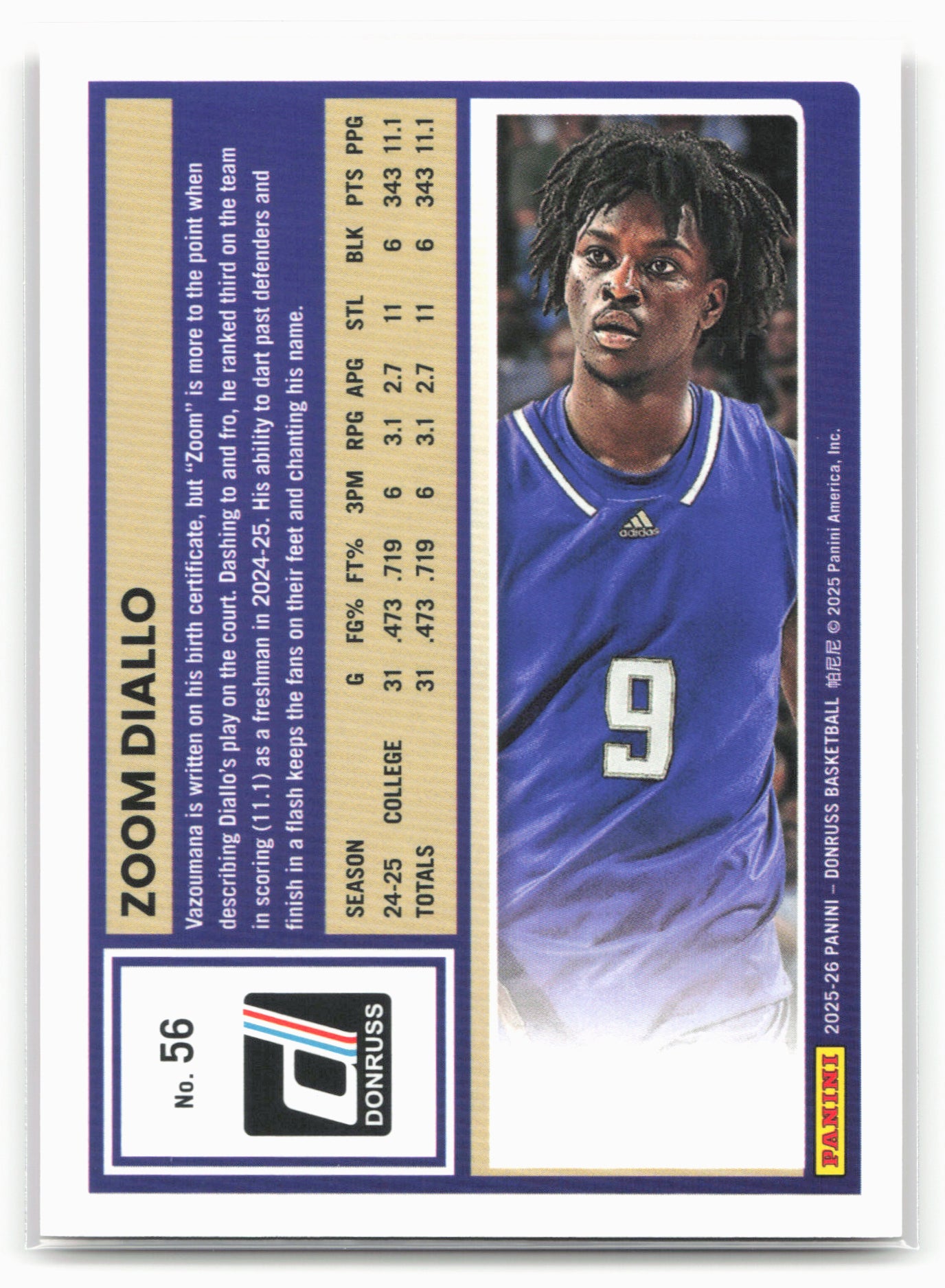 2025-26 Donruss #56 Zoom Diallo Explosion #/99