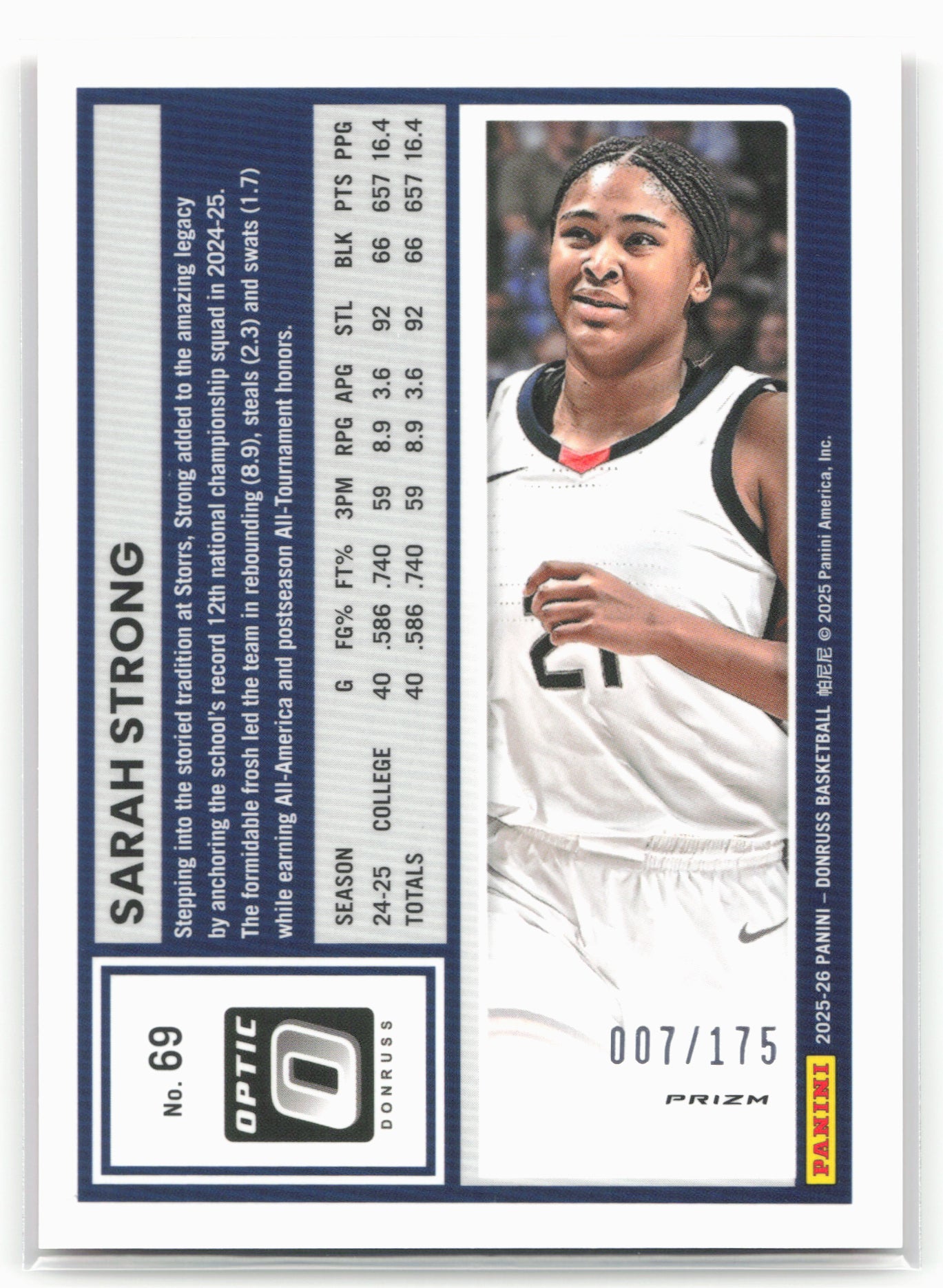 2025-26 Donruss #69 Sarah Strong Optic Orange #/175