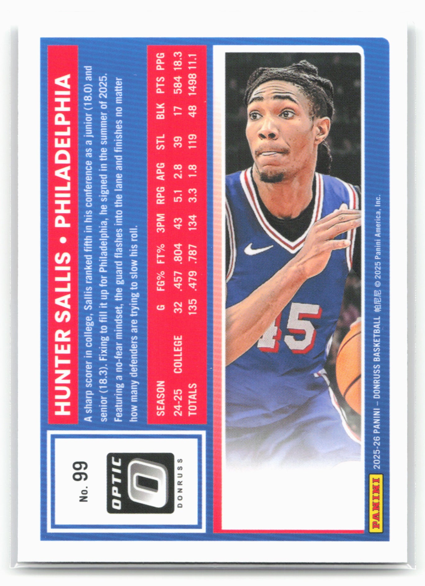 2025-26 Donruss #99 Hunter Sallis