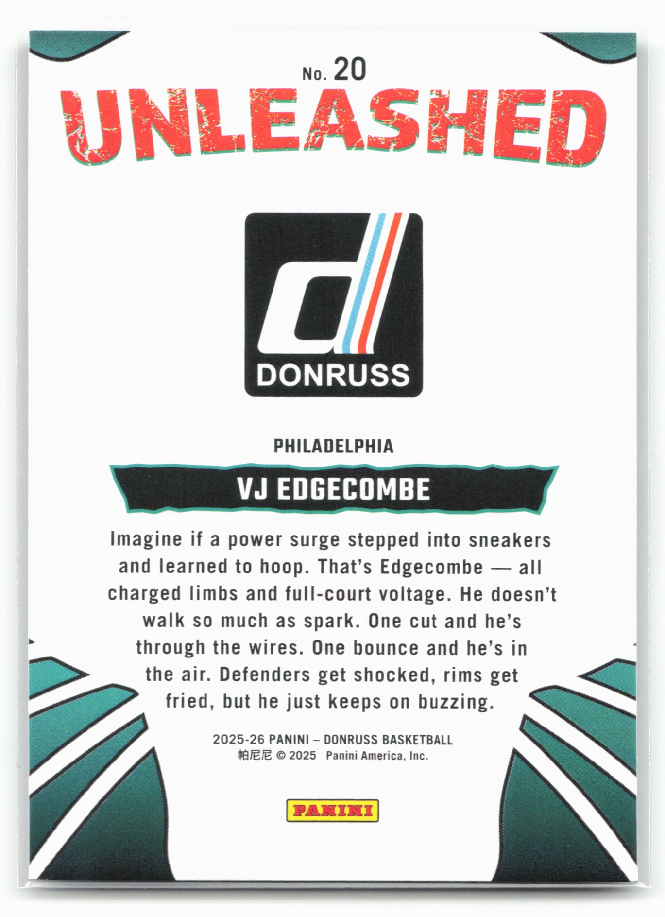 2025-26 Donruss #20 VJ Edgecombe Unleashed