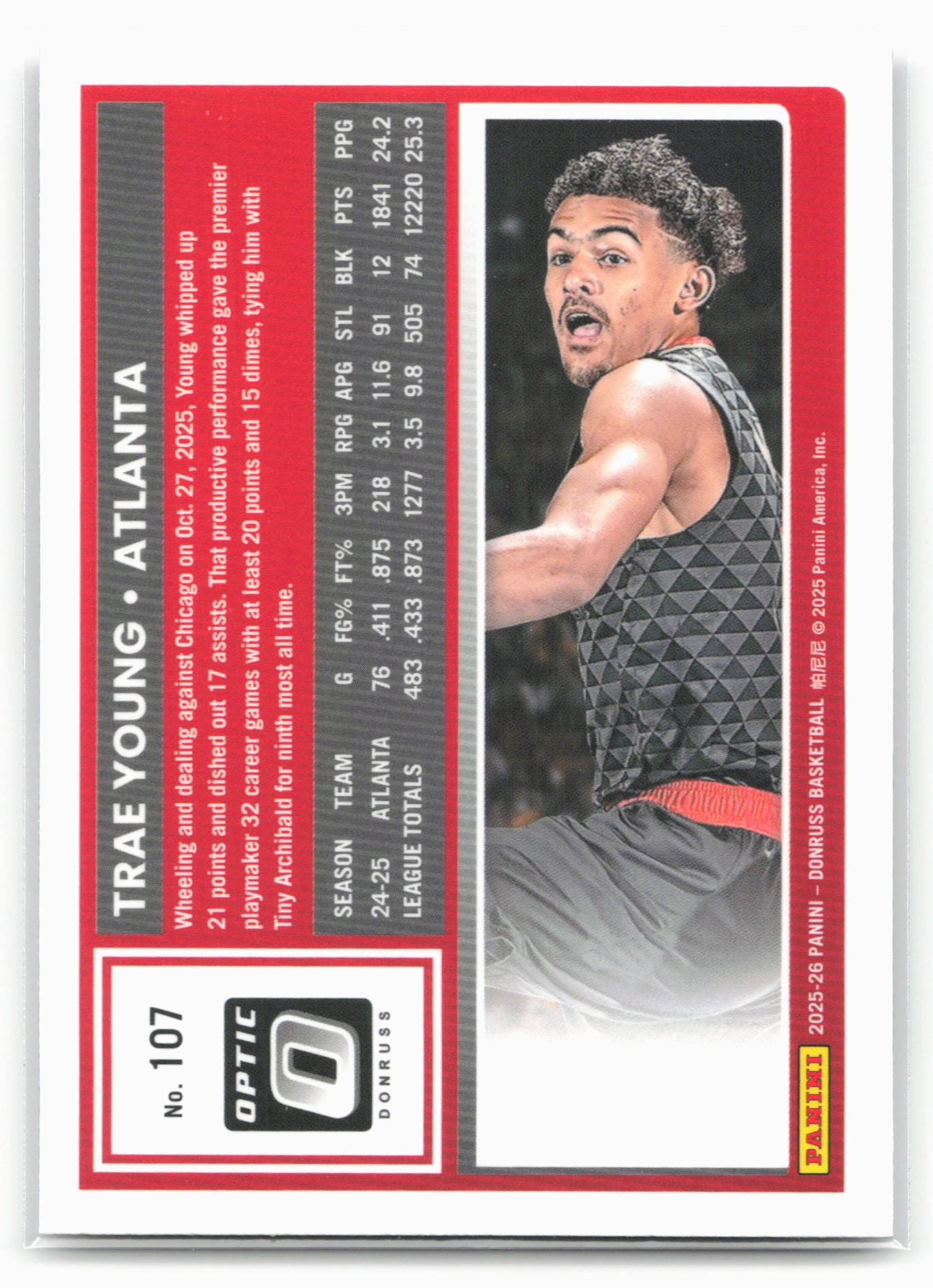 2025-26 Donruss #107 Trae Young Optic