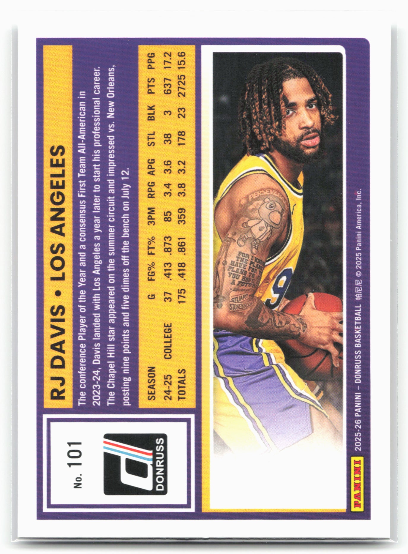 2025-26 Donruss #101 RJ Davis Holo