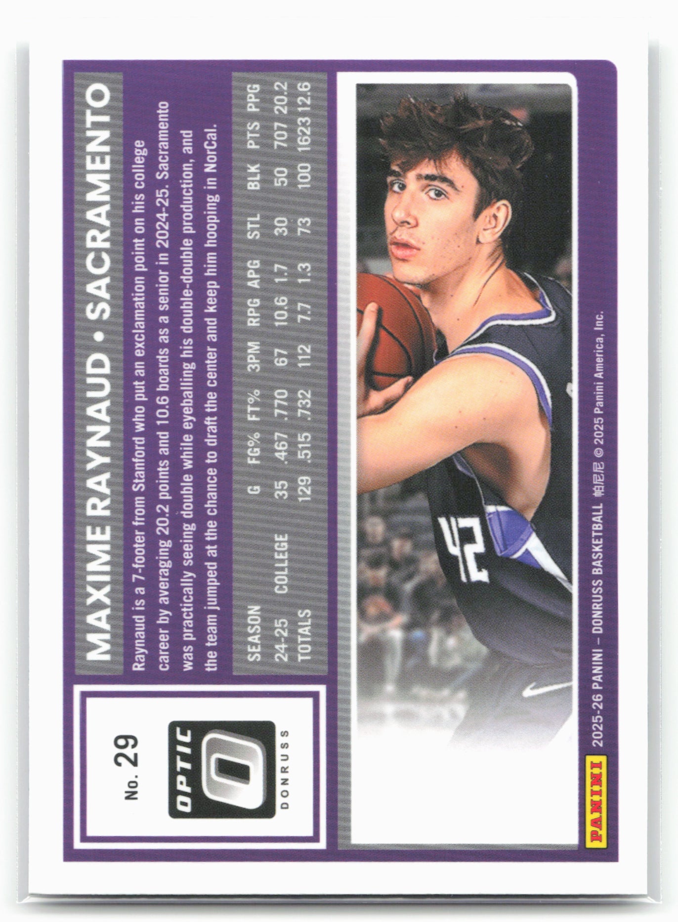 2025-26 Donruss #29 Maxime Raynaud Optic