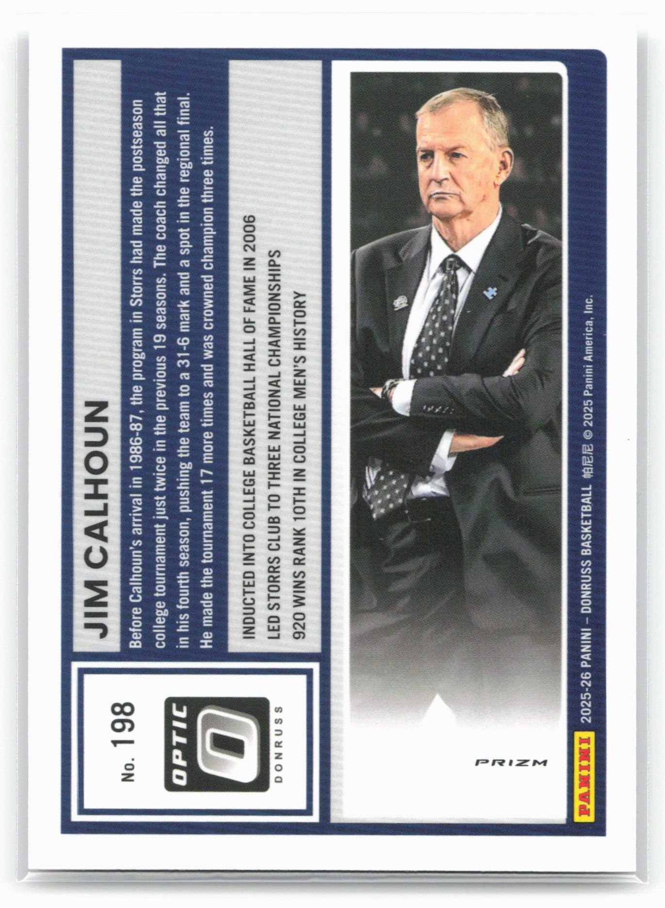 2025-26 Donruss #198 Jim Calhoun Optic Holo