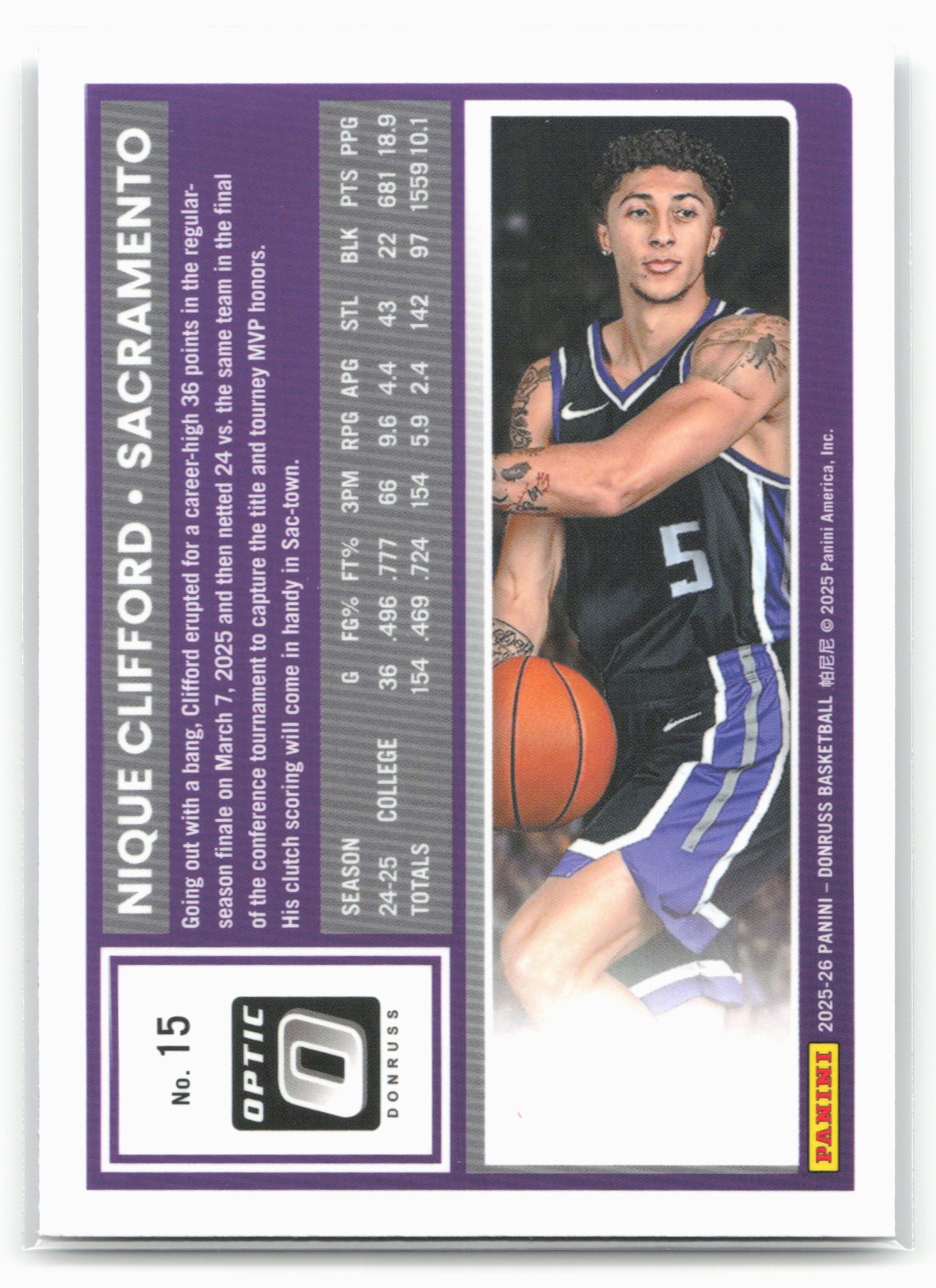2025-26 Donruss #15 Nique Clifford Optic