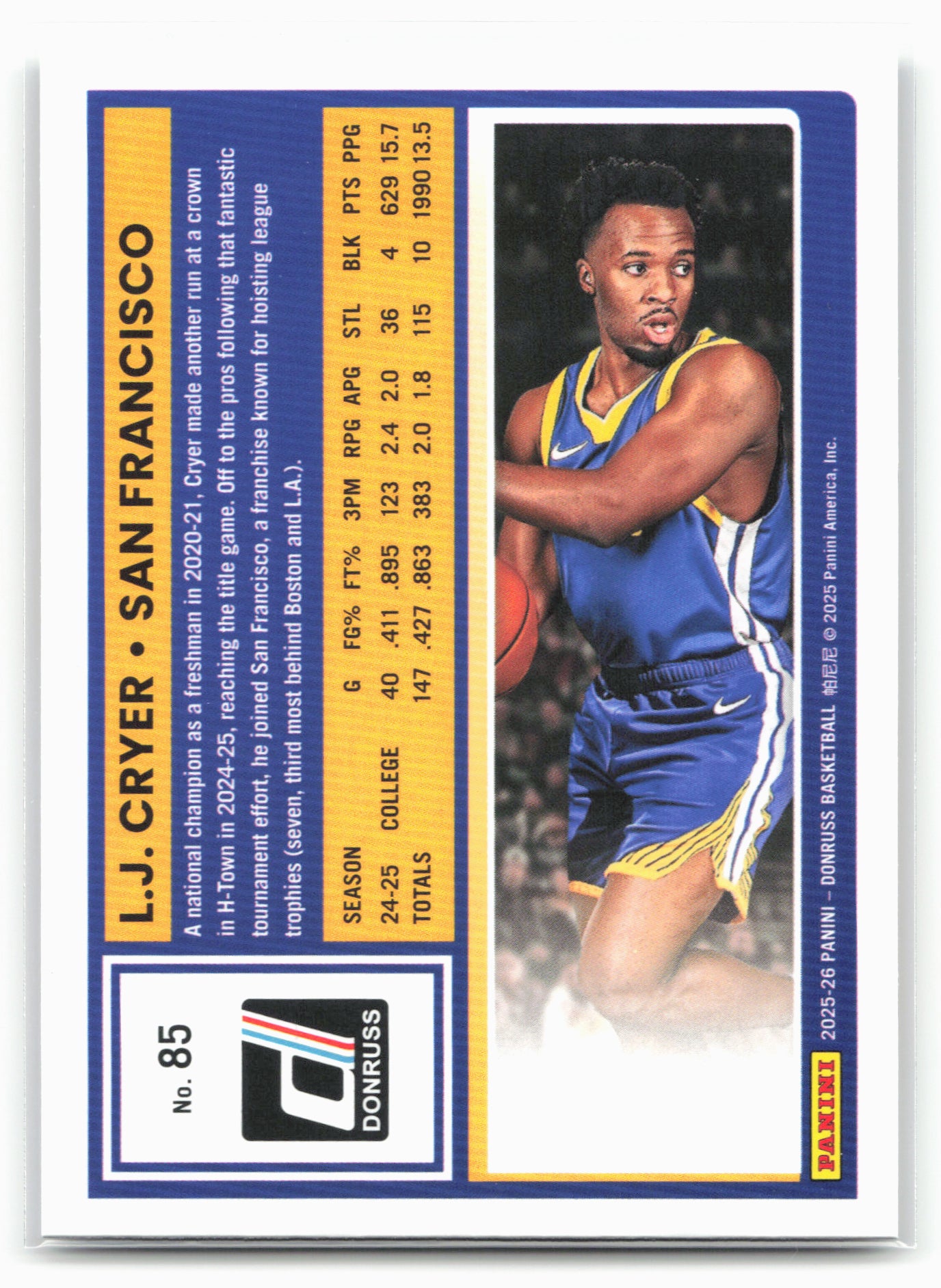 2025-26 Donruss #85 L.J. Cryer Holo