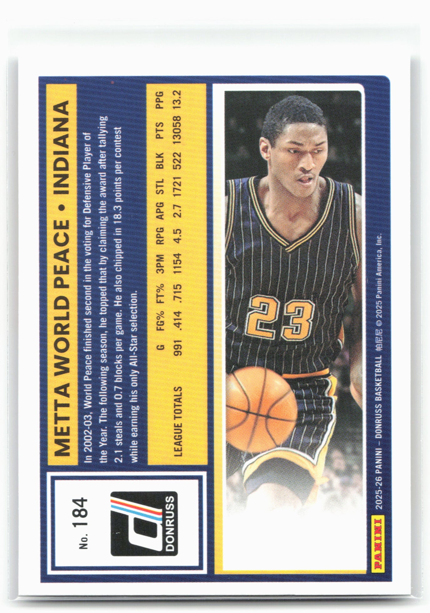 2025-26 Donruss #184 Metta World Peace