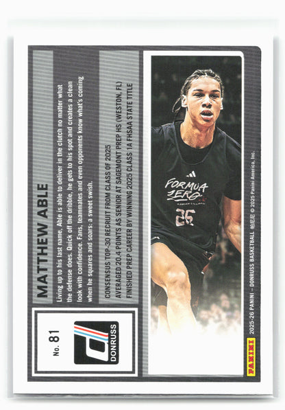2025-26 Donruss #81 Matthew Able