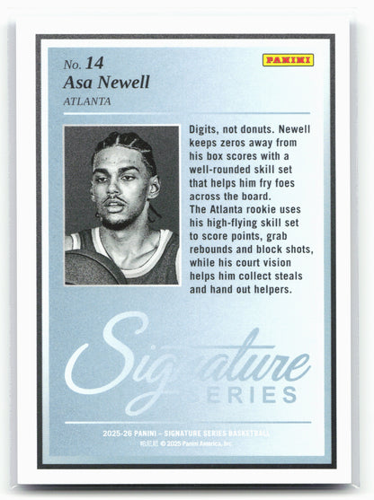 2025-26 Panini Signature Series #14 Asa Newell Class Masters Blue #/25