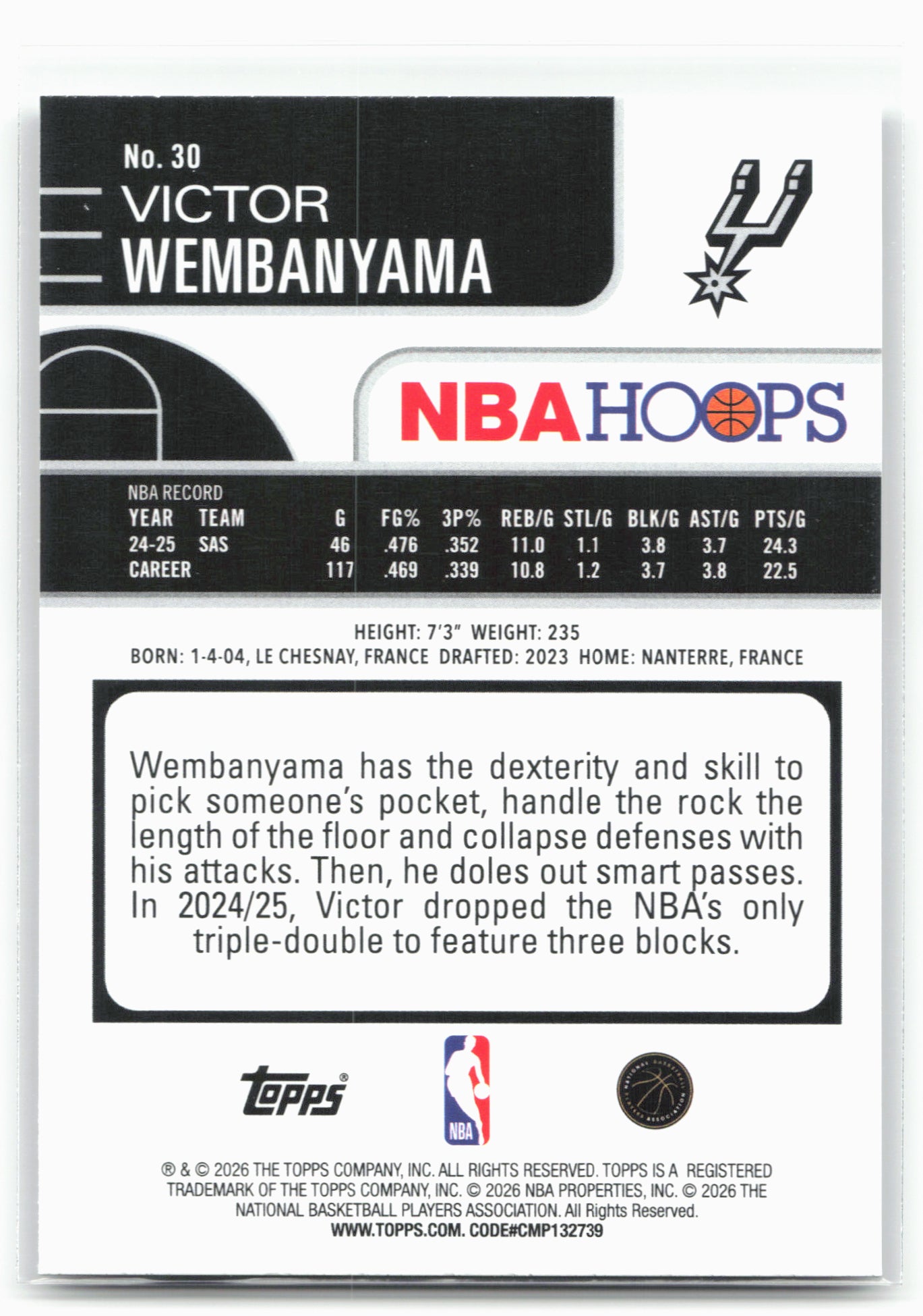 2025-26 Hoops #30 Victor Wembanyama 29302