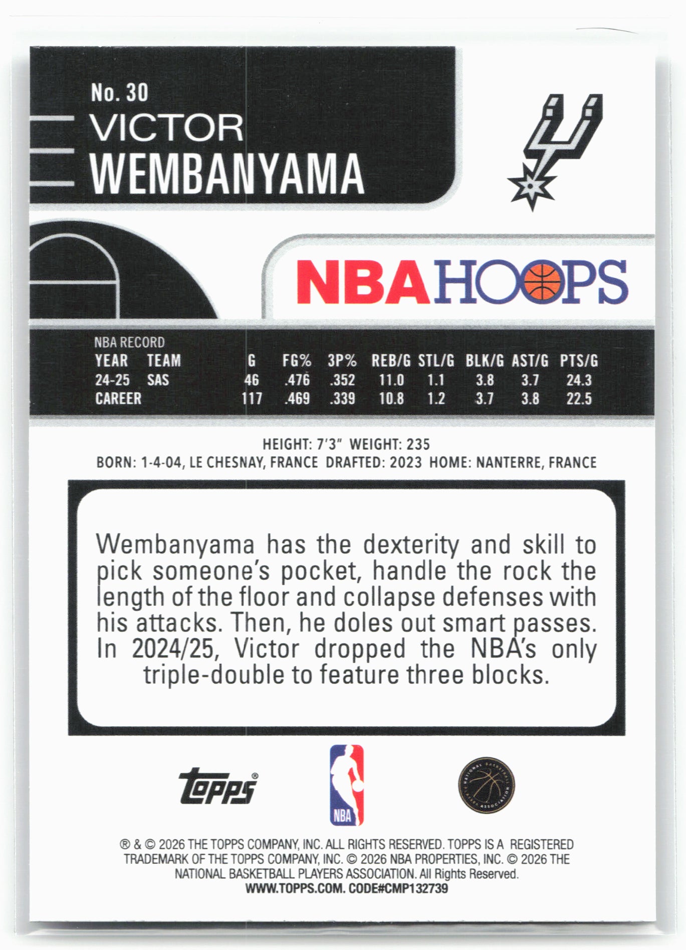 2025-26 Hoops #30 Victor Wembanyama 29303