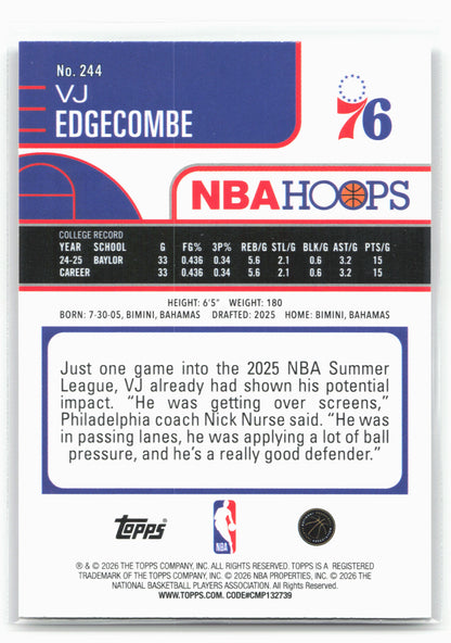 2025-26 Hoops #244 VJ Edgecombe 29307