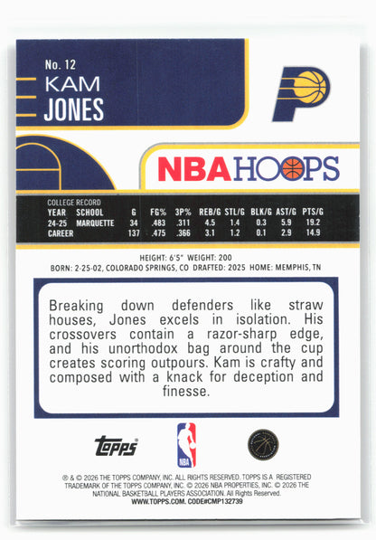 2025-26 Hoops #12 Kam Jones 29312