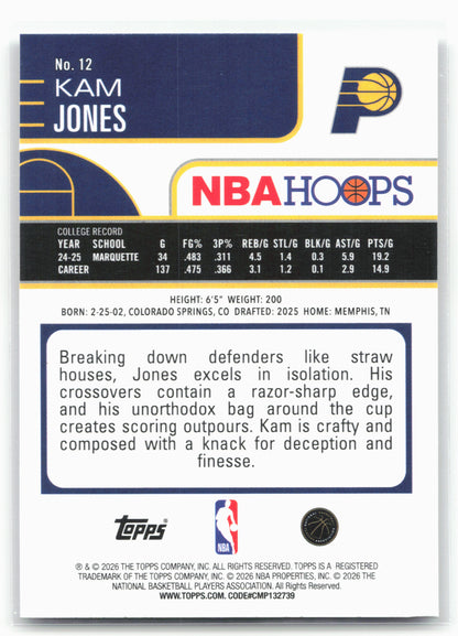 2025-26 Hoops #12 Kam Jones 29313