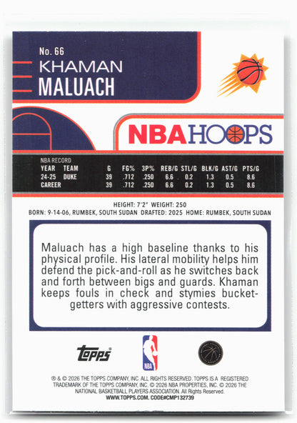 2025-26 Hoops #66 Khaman Maluach 29337
