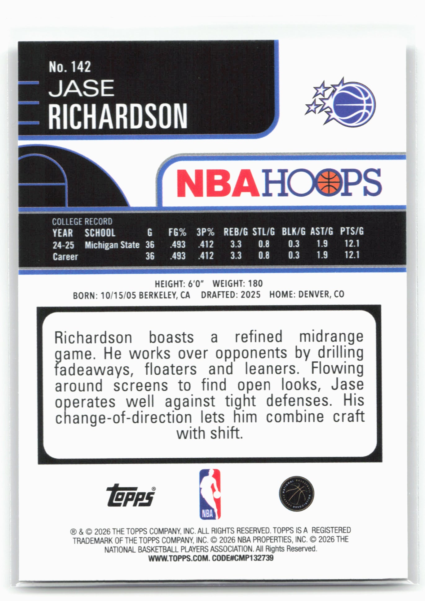 2025-26 Hoops #142 Jase Richardson 29340