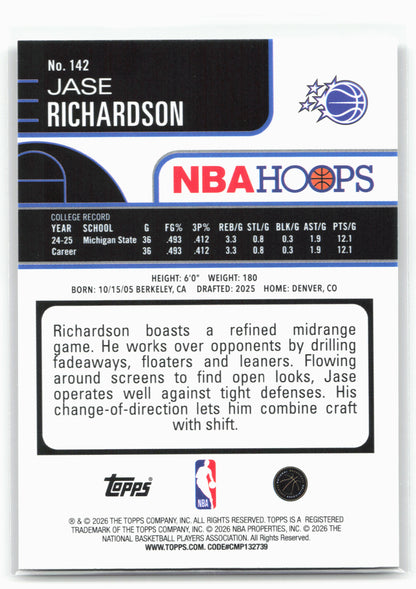 2025-26 Hoops #142 Jase Richardson 29340