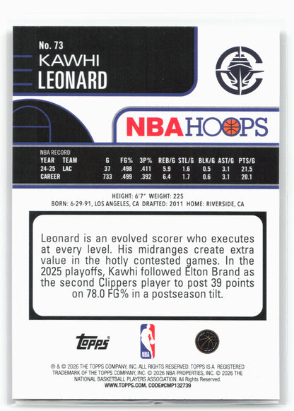 2025-26 Hoops #73 Kawhi Leonard 29343