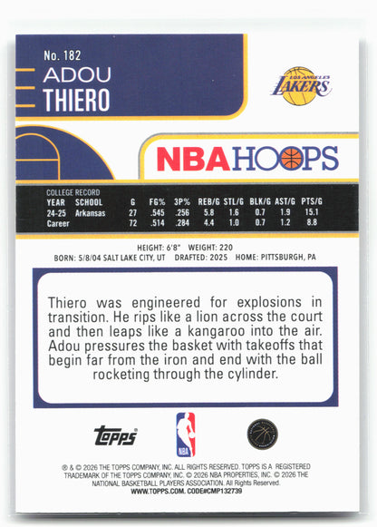 2025-26 Hoops #182 Adou Thiero 29348