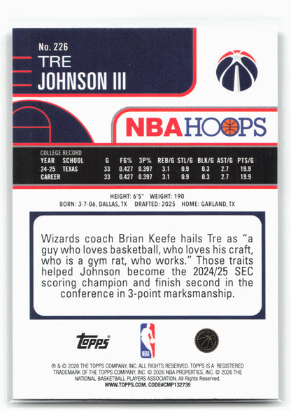2025-26 Hoops #226 Tre Johnson III 29361