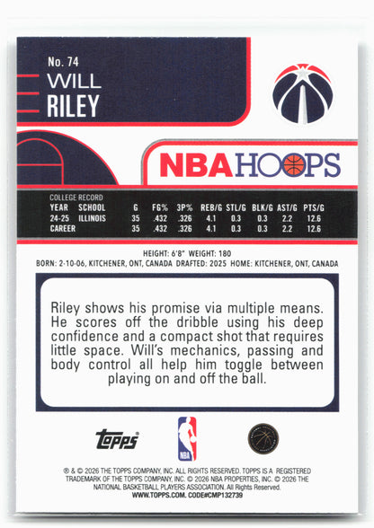 2025-26 Hoops #74 Will Riley 29362