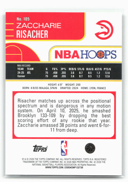 2025-26 Hoops #105 Zaccharie Risacher Green Hoops 29370