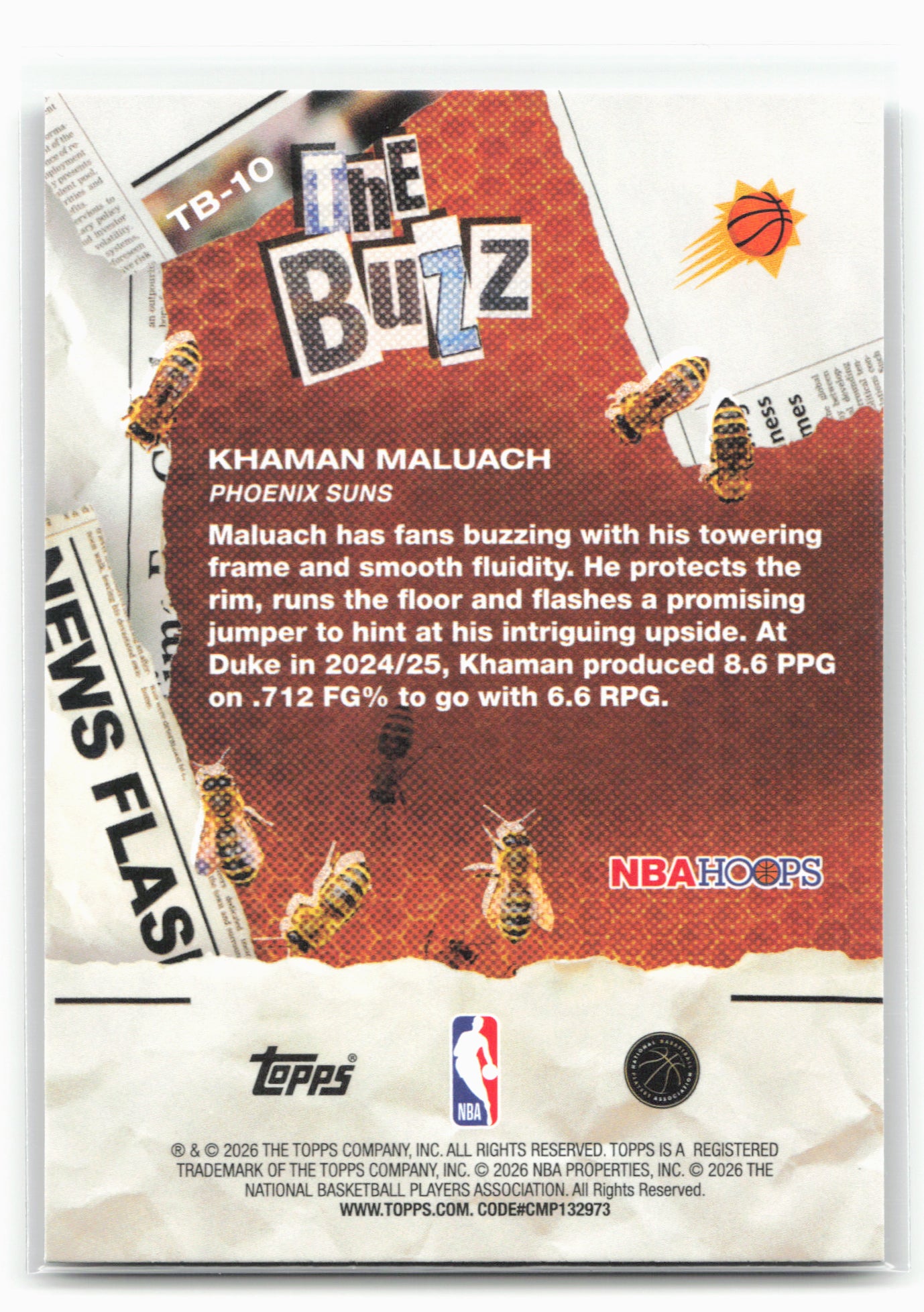 2025-26 Hoops #TB-10 Khaman Maluach The Buzz Light Burst