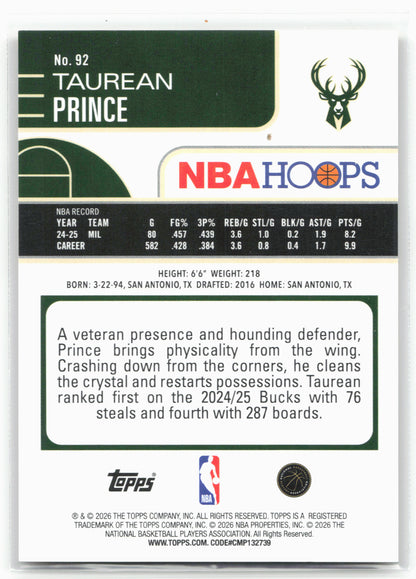 2025-26 Hoops #92 Taurean Prince Pixel Burst Gold #/50