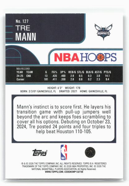 2025-26 Hoops #127 Tre Mann Pixel Burst