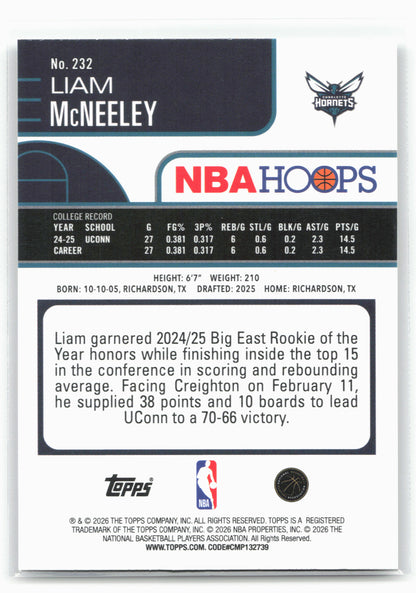 2025-26 Hoops #232 Liam McNeeley Pixel Burst