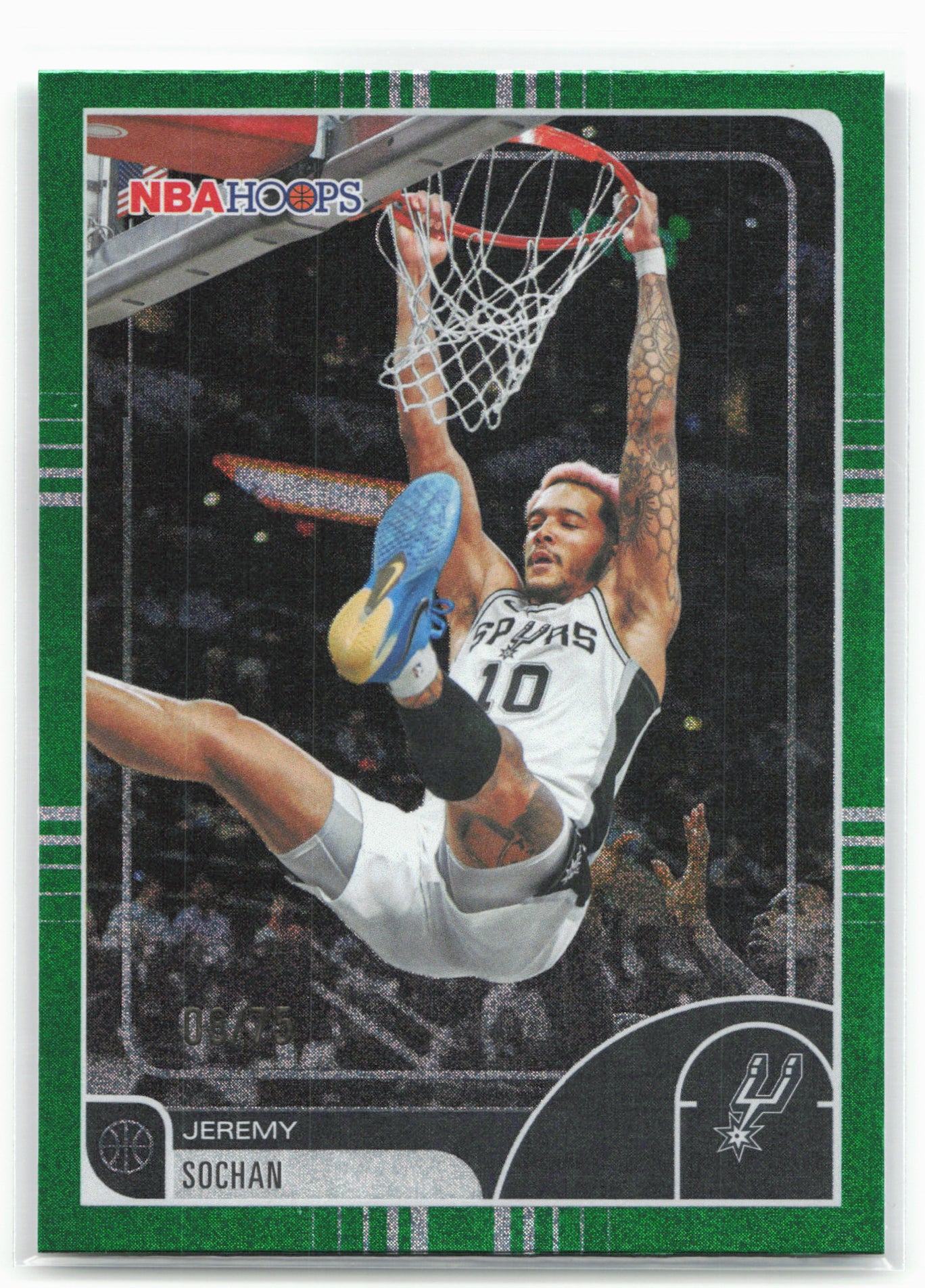 2025-26 Hoops #154 Jeremy Sochan Pixel Burst Green #/75