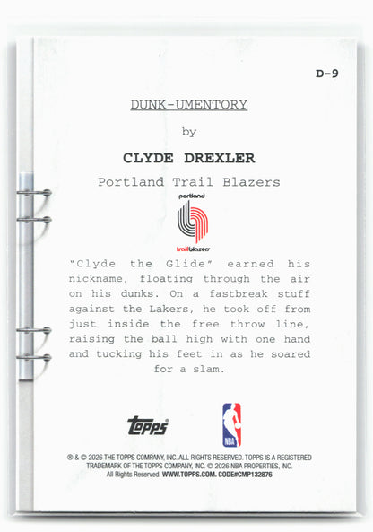 2025-26 Hoops #D-9 Clyde Drexler Dunk-umentory