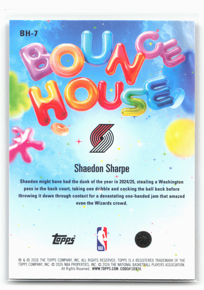 2025-26 Hoops #BH-7 Shaedon Sharpe Bounce House